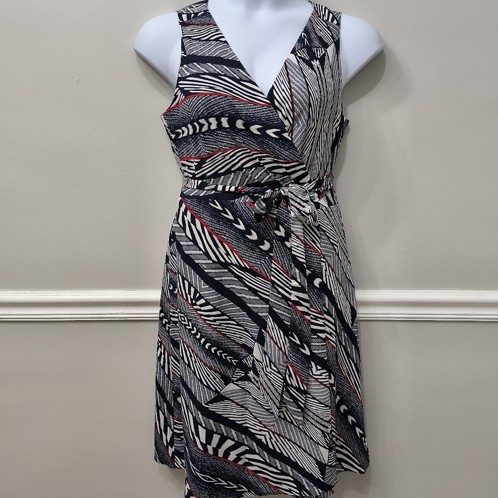 Anne Klein Wrap Dress Women Plus Sz 14 Sleeveless V-neck Career Office Workwear